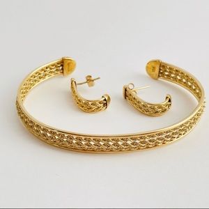 Designer Aurafin 10K Yellow Gold Bracelet with Earrings